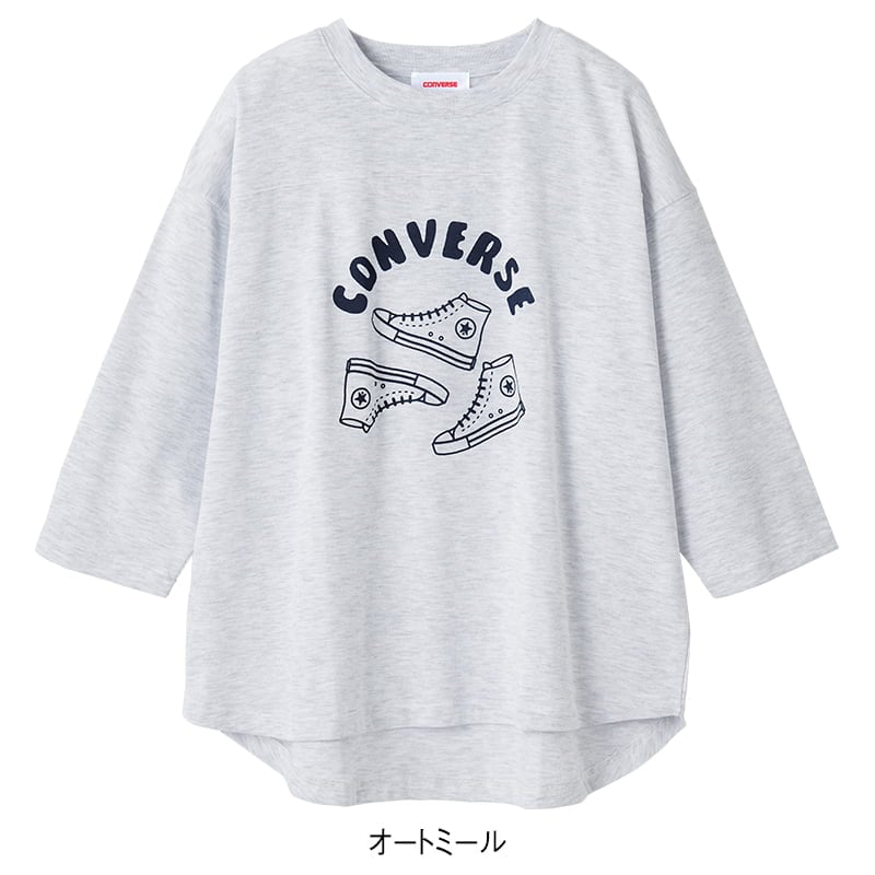 <CONVERSE>裾ラウンドクロップドスリーブTシャツ