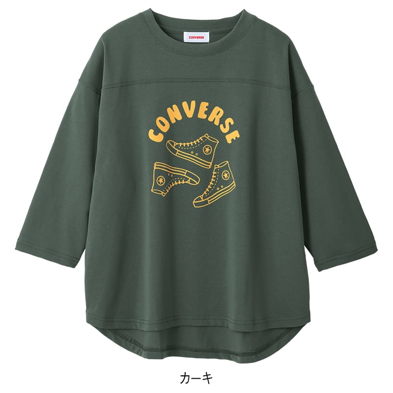 <CONVERSE>裾ラウンドクロップドスリーブTシャツ