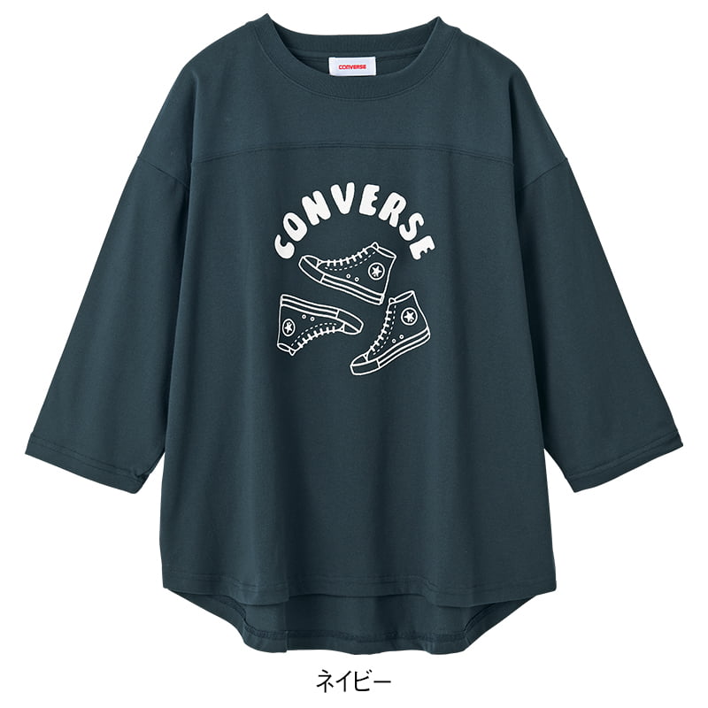 <CONVERSE>裾ラウンドクロップドスリーブTシャツ