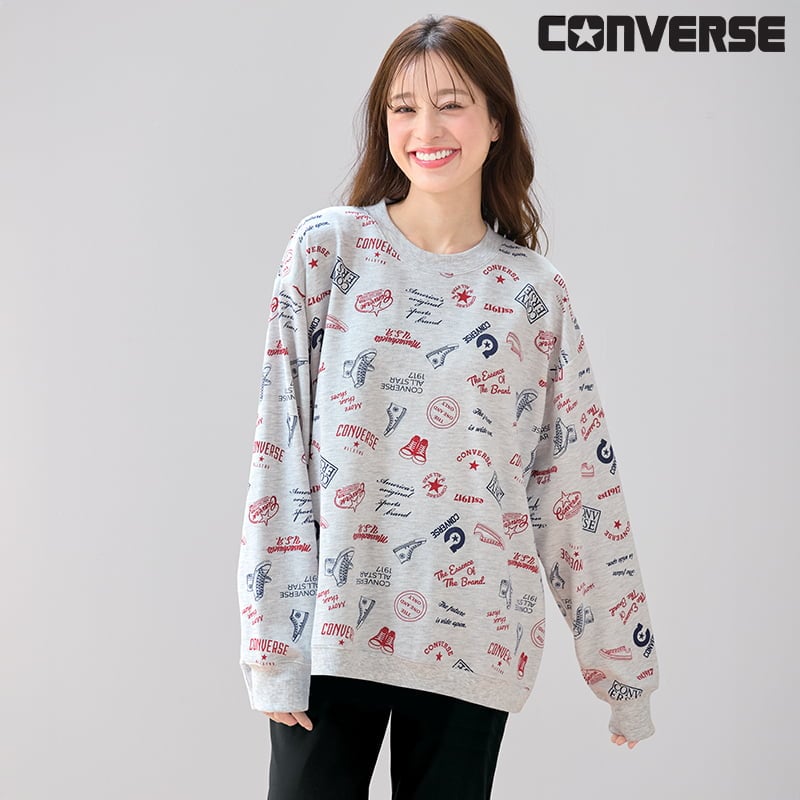 ＜CONVERSE＞ミニ裏毛総柄プリントスウェット