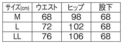 ＜CONVERSE＞テックダンボール裾ファスナーパンツのサイズ表