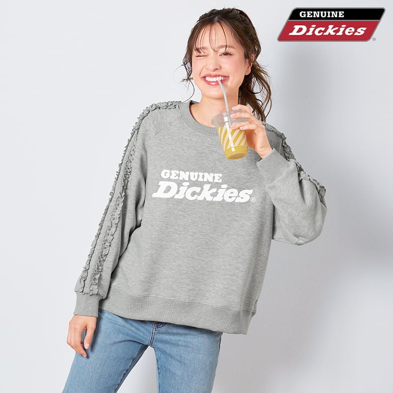 ＜GENUINE Dickies＞裏起毛袖フリルラグラントレーナー