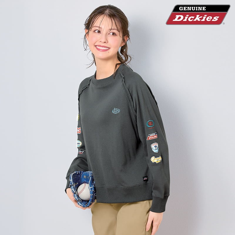 ＜GENUINE Dickies＞裏毛袖刺繍ラグラントレーナー