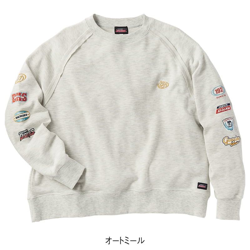 ＜GENUINE Dickies＞裏毛袖刺繍ラグラントレーナー