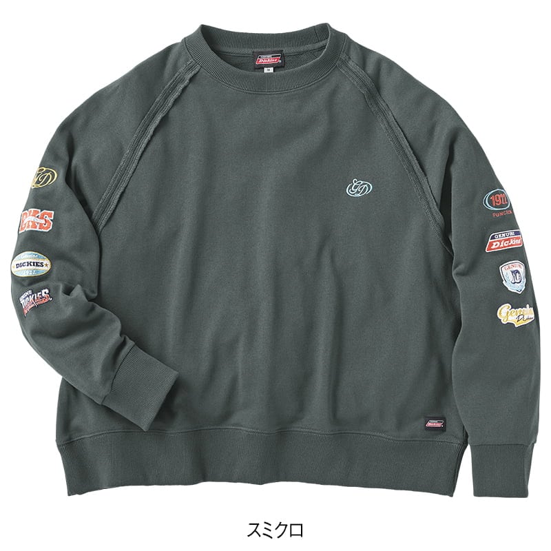 ＜GENUINE Dickies＞裏毛袖刺繍ラグラントレーナー