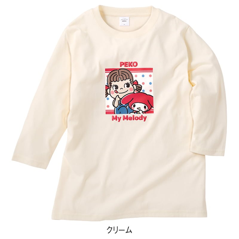 ＜Peko×サンリオキャラクターズ＞天竺7分袖ボックスTシャツ