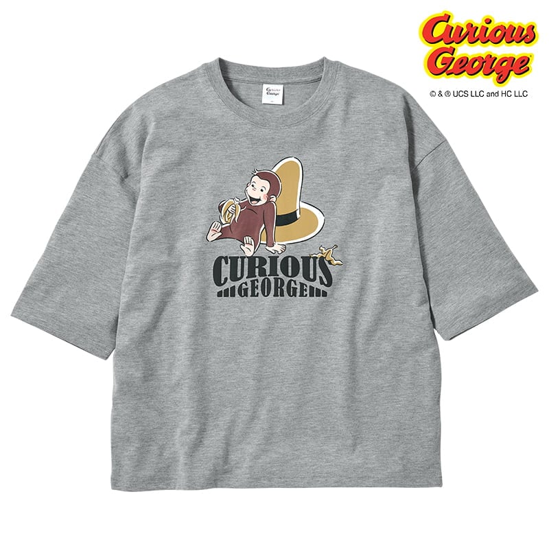 ＜おさるのジョージ＞天竺7分袖ワイドTシャツ
