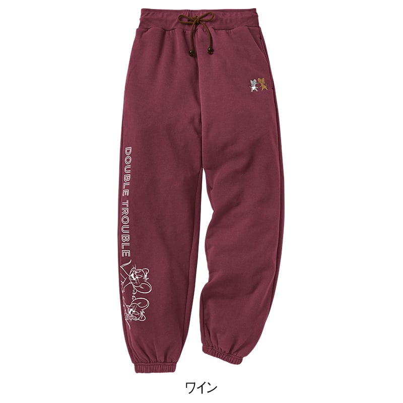 ＜TOM and JERRY＞裏起毛裾ゴムロングパンツ