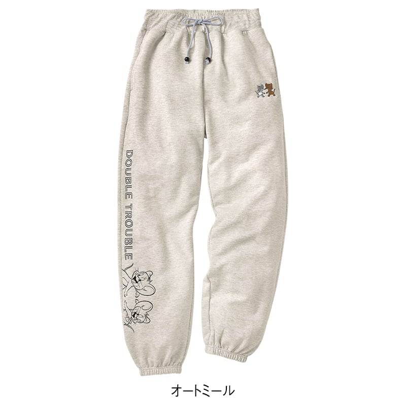 ＜TOM and JERRY＞裏起毛裾ゴムロングパンツ