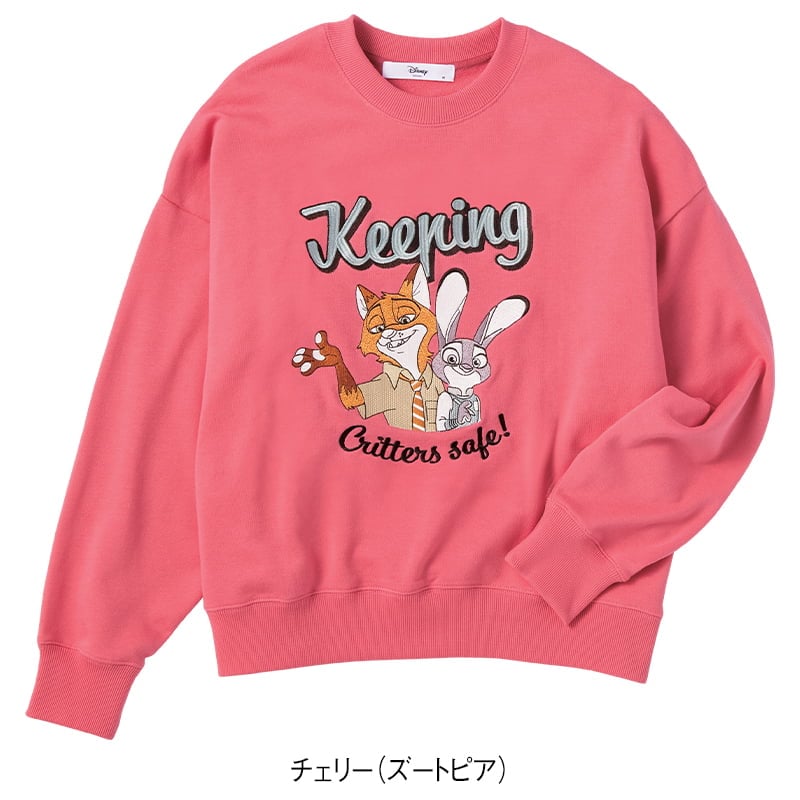 ＜ディズニー＞裏毛総刺繍ワイドトレーナー