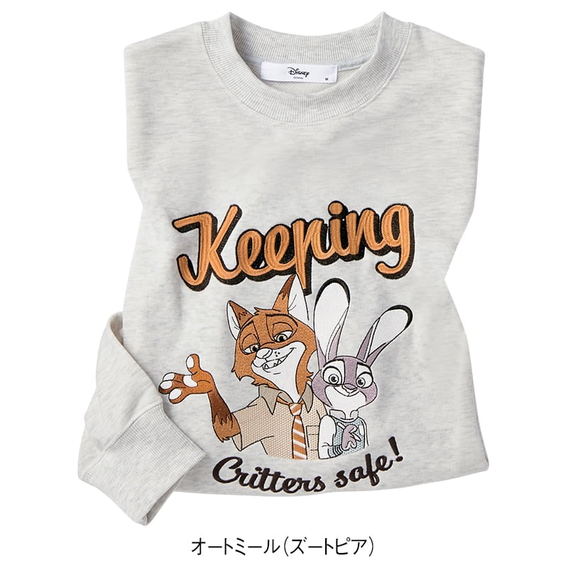 ＜ディズニー＞裏毛総刺繍ワイドトレーナー