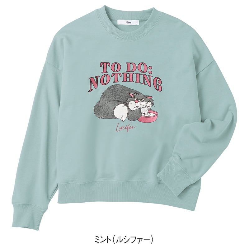 ＜ディズニー＞裏毛総刺繍ワイドトレーナー