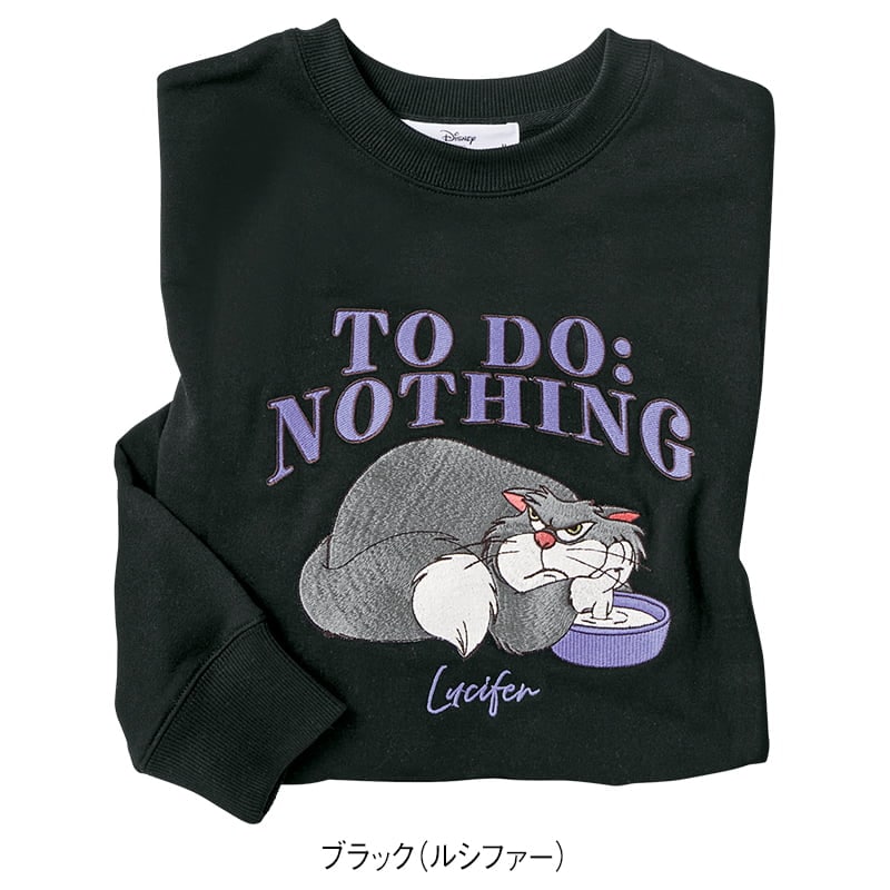 ＜ディズニー＞裏毛総刺繍ワイドトレーナー