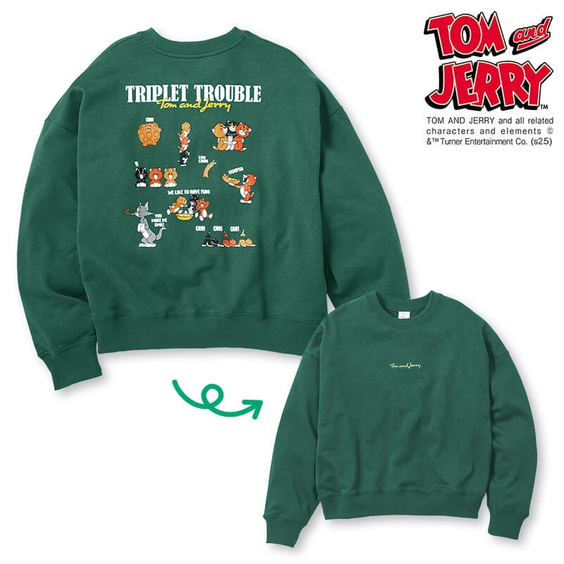 ＜TOM and JERRY＞裏毛ワイドトレーナー