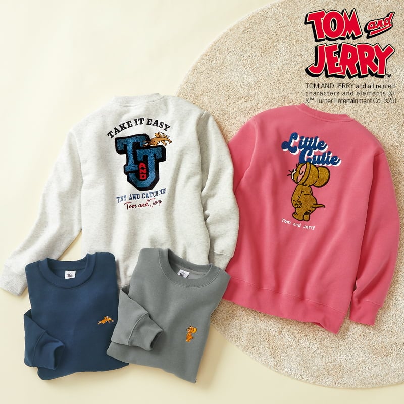 ＜TOM and JERRY＞裏起毛サガラ刺繍ボックストレーナー