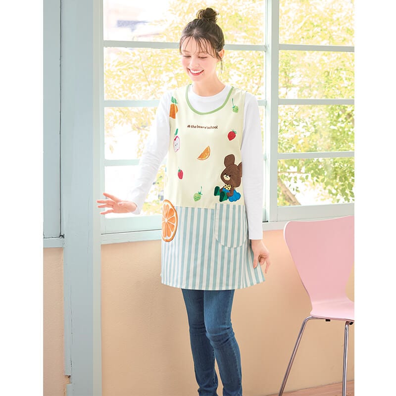 ＜くまのがっこう＞ジャッキーとフルーツストライプ切替えエプロン
