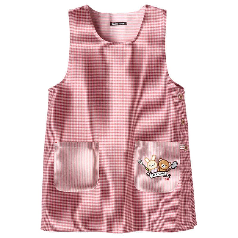 チェック柄うさくまアップリケエプロン
