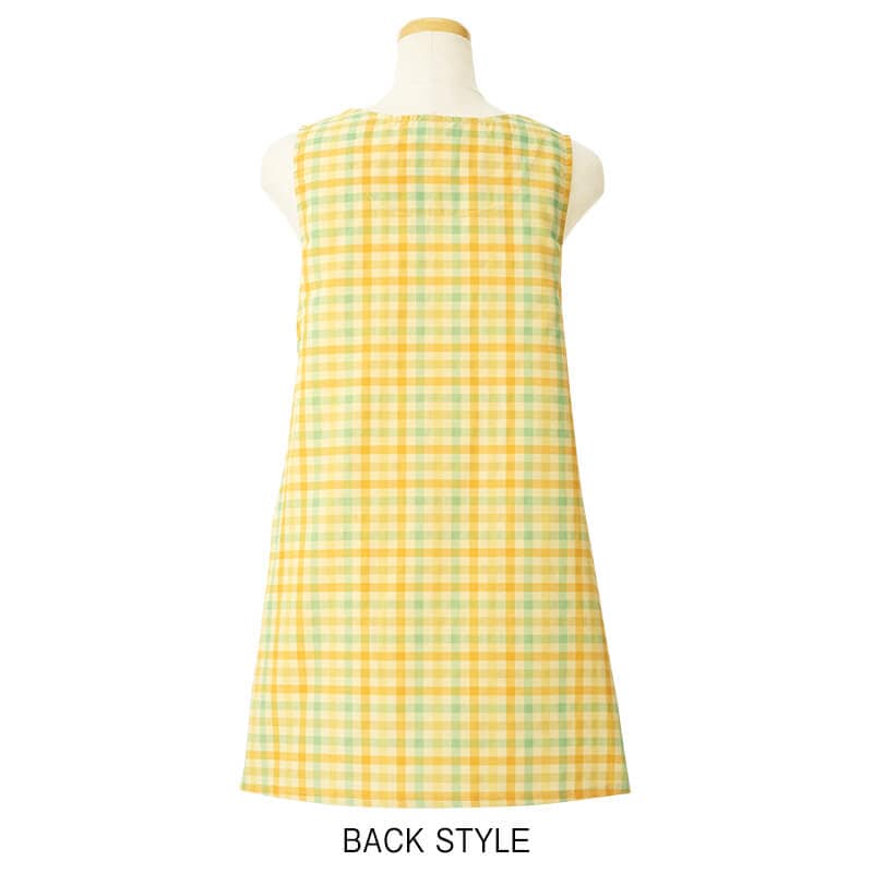 縦切替えチェック柄アニマルプリントエプロン