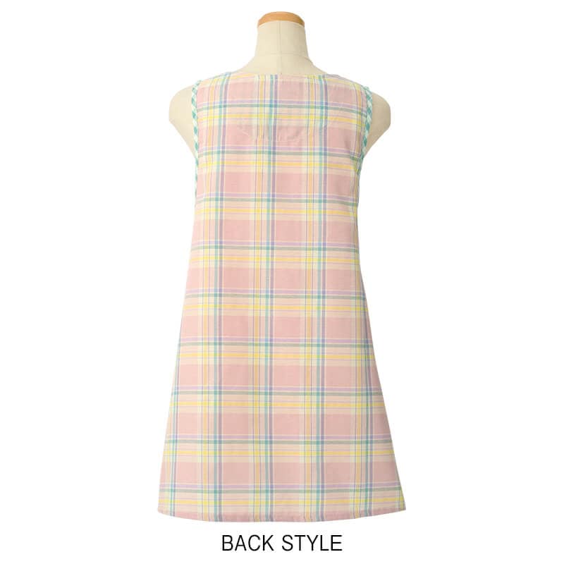 バスト切替えチェック柄アニマルエプロン
