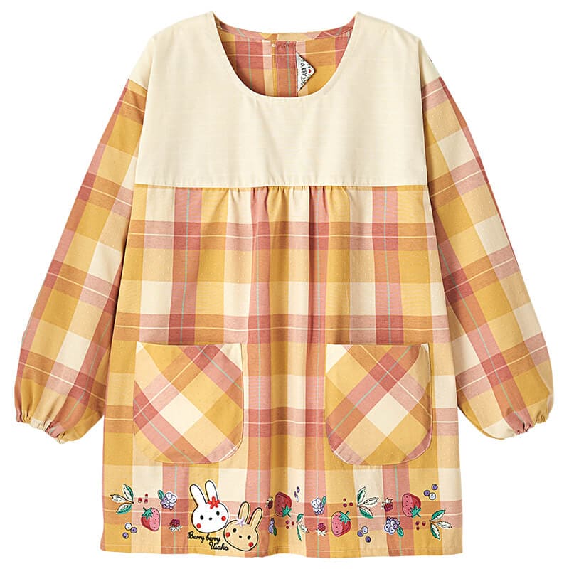 ベリーベリーうさプリントチェック柄切替えカッポー