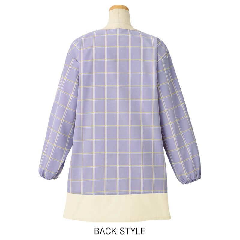 くまロケットチェック柄スモック