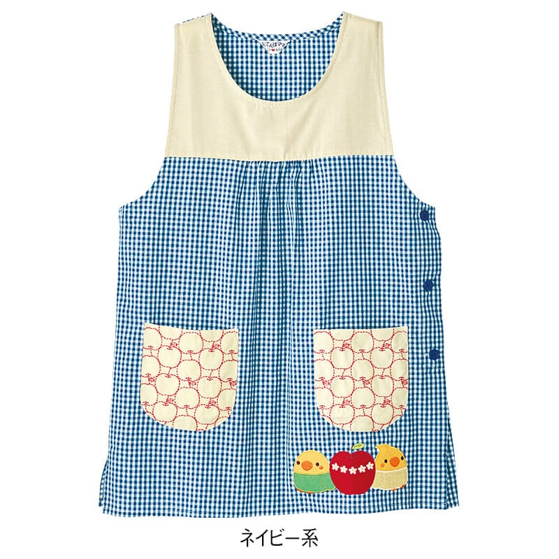 りんごステッチピーコアップリケエプロン