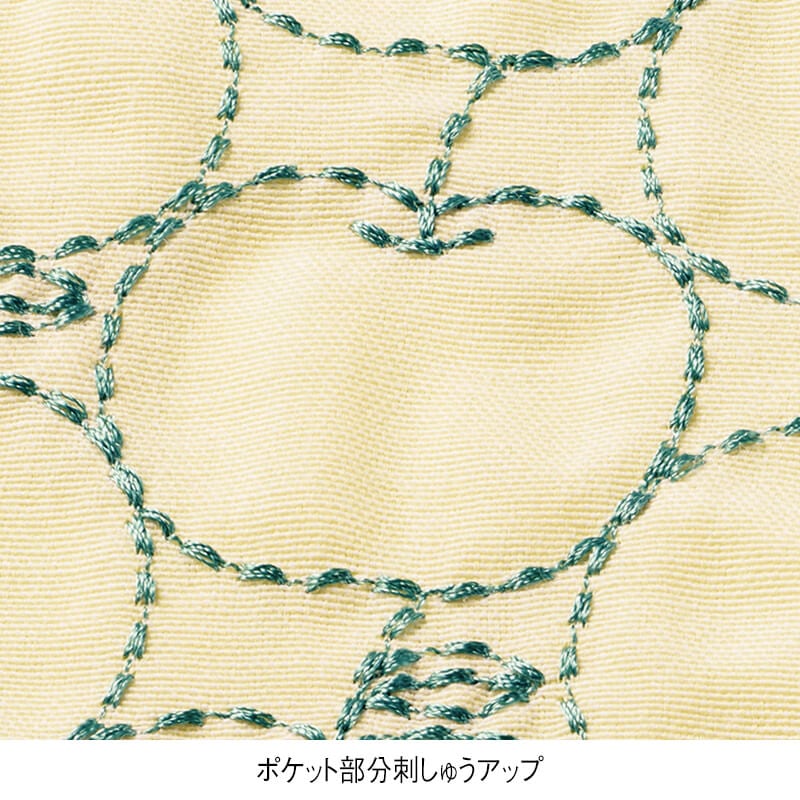 りんごステッチピーコアップリケエプロン