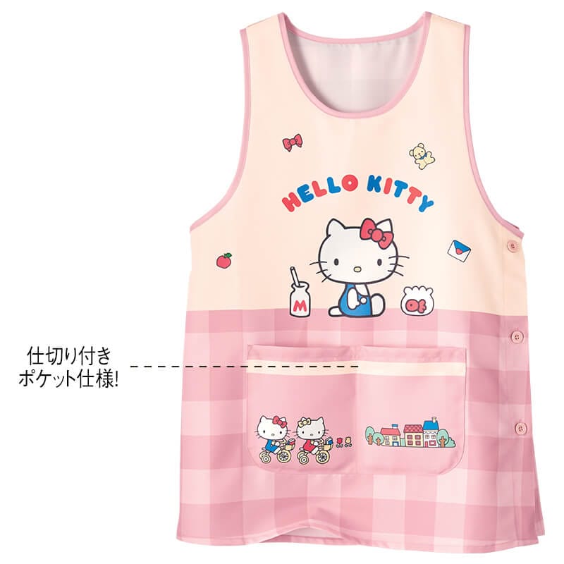 ＜ハローキティ＞ブロックチェックプリントエプロン