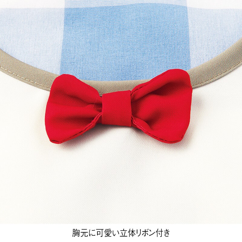 ＜モンチッチ×ハローキティ＞ブルーブロックチェック柄エプロン