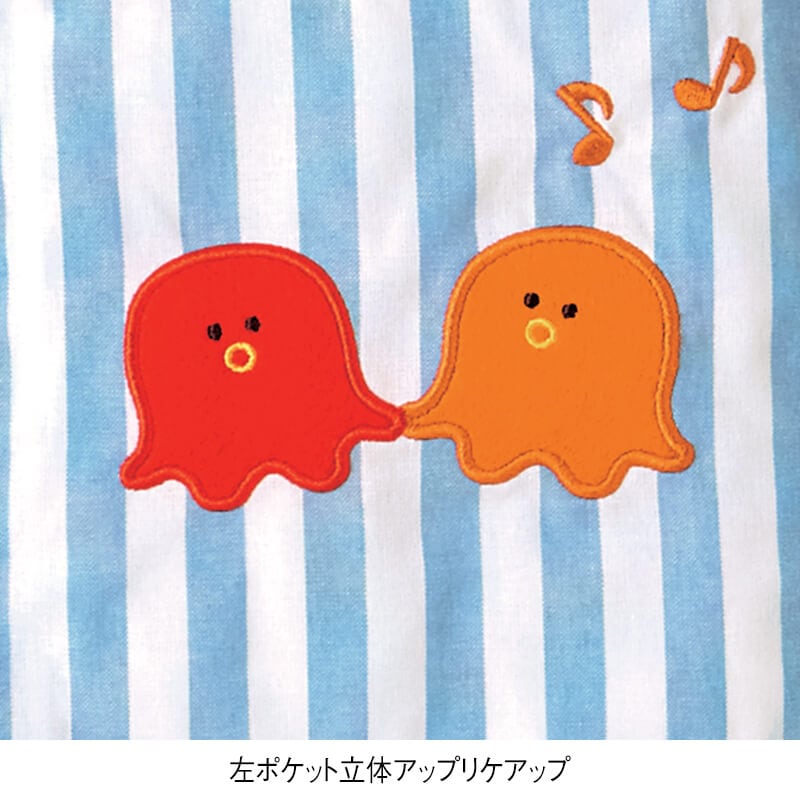 ＜つぶらな瞳のお弁当箱＞胸プリント切替えエプロン