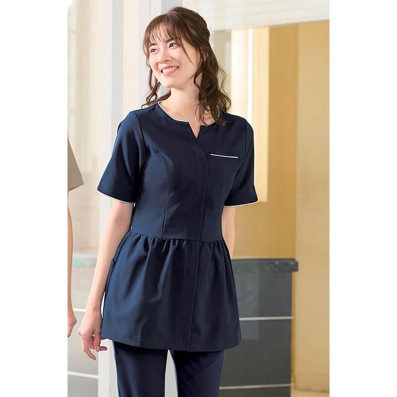 ビューティウェア なめらかストレッチインカムポケット付ペプラムチュニック