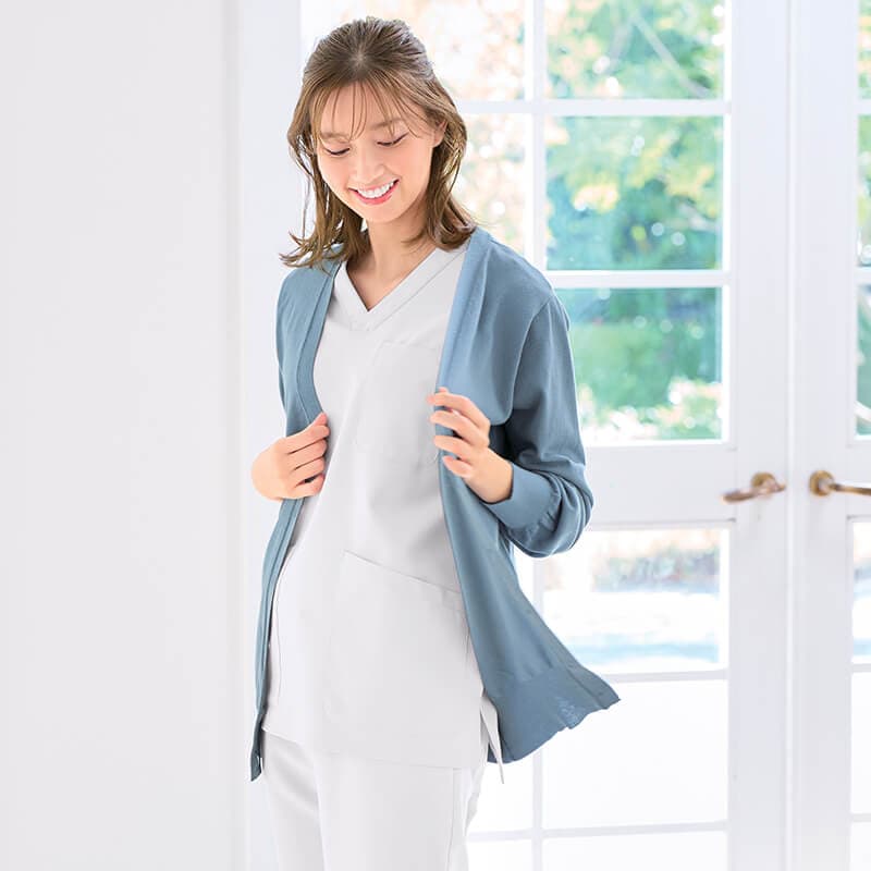 ICECLEAN Cottonひんやり涼しいUV対策綿混ニットカーディガン(ロング丈)