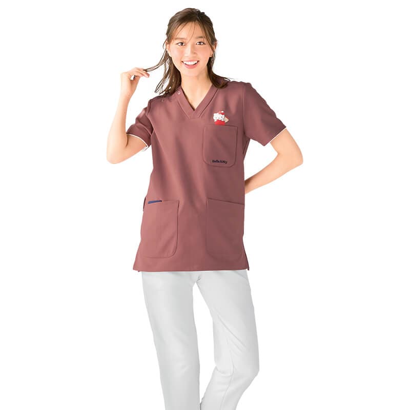 ＜サンリオキャラクターズ＞ポケットプリント＆刺しゅうストレッチスクラブ