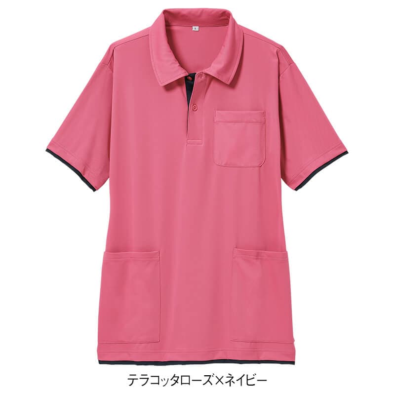 ひんやり！接触冷感！配色ナイロンカノコポロシャツ(男女兼用)
