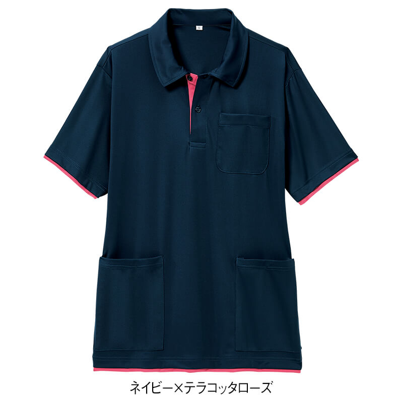 ひんやり！接触冷感！配色ナイロンカノコポロシャツ(男女兼用)