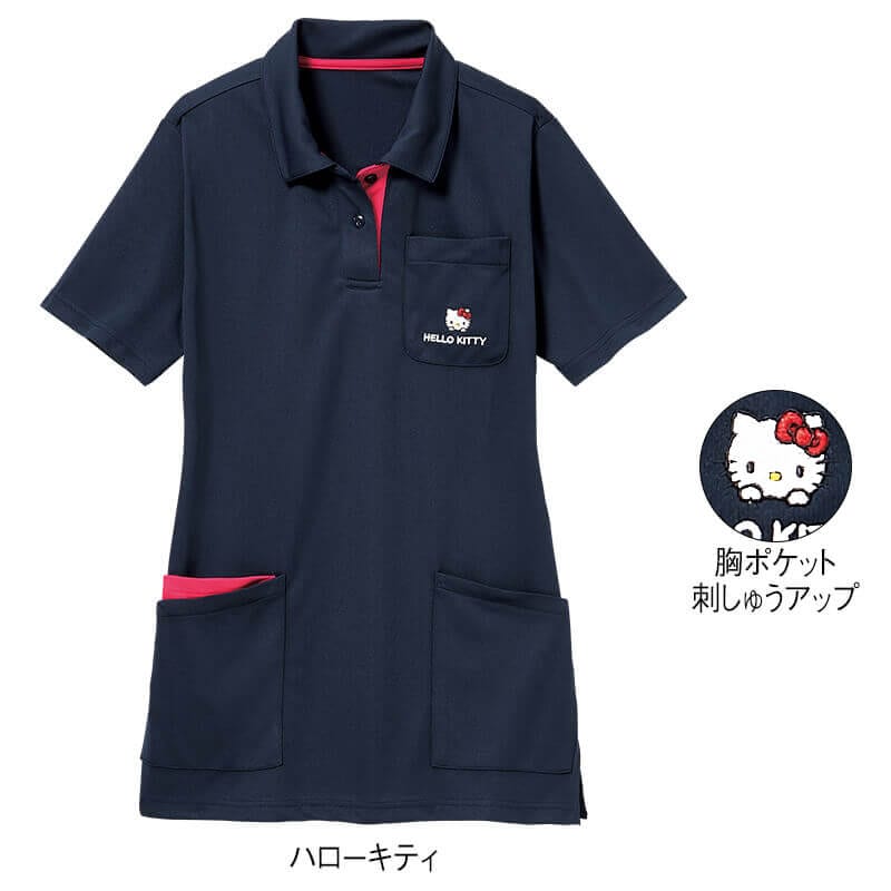 ＜サンリオキャラクターズ＞胸ポケット刺しゅう配色ドライメッシュポロシャツ