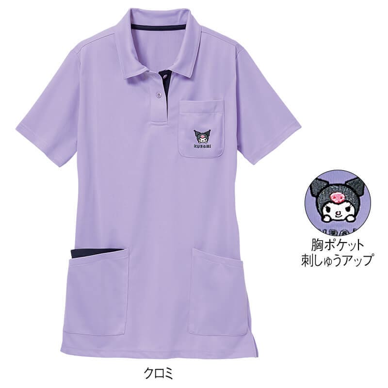 ＜サンリオキャラクターズ＞胸ポケット刺しゅう配色ドライメッシュポロシャツ