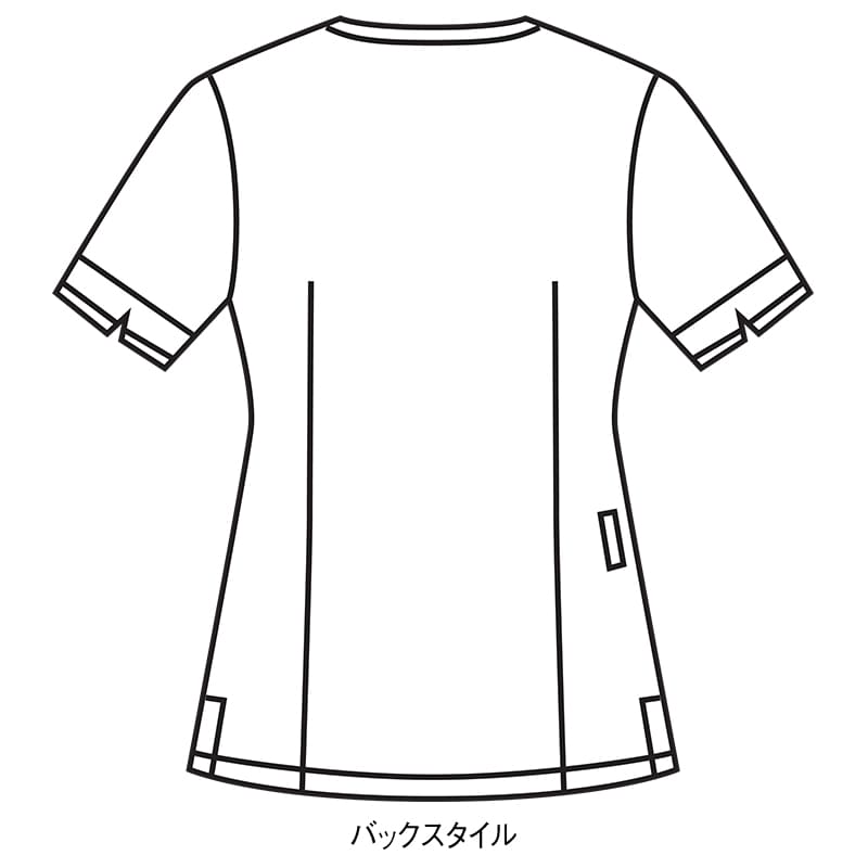 ＜ナチュラルビューティー＞タック入りデザインストレッチ杢スクラブ