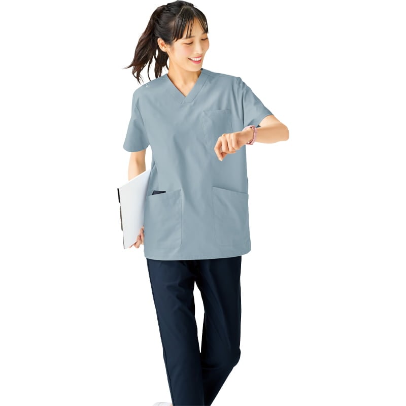 オールシーズン快適！ ループが沢山ポケット配色ストレッチスクラブ(男女兼用)