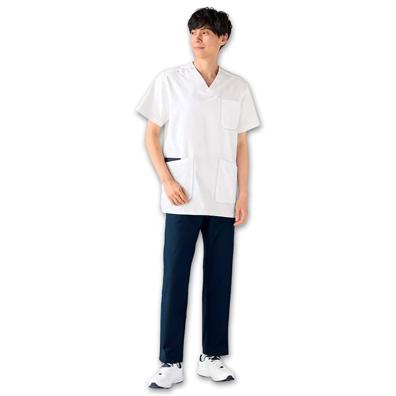 オールシーズン快適！ ループが沢山ポケット配色ストレッチスクラブ(男女兼用)