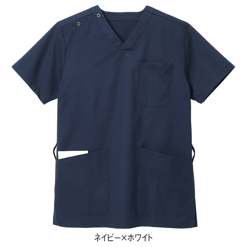 オールシーズン快適！ ループが沢山ポケット配色ストレッチスクラブ(男女兼用)