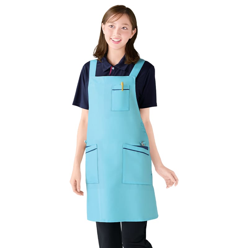 お尻が隠れるH型！ループ付きで使いやすいエプロン