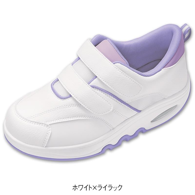 手を使わず履ける!ゆったり幅広4Eダブルベルト舟底スニーカー(クッション中敷付き)