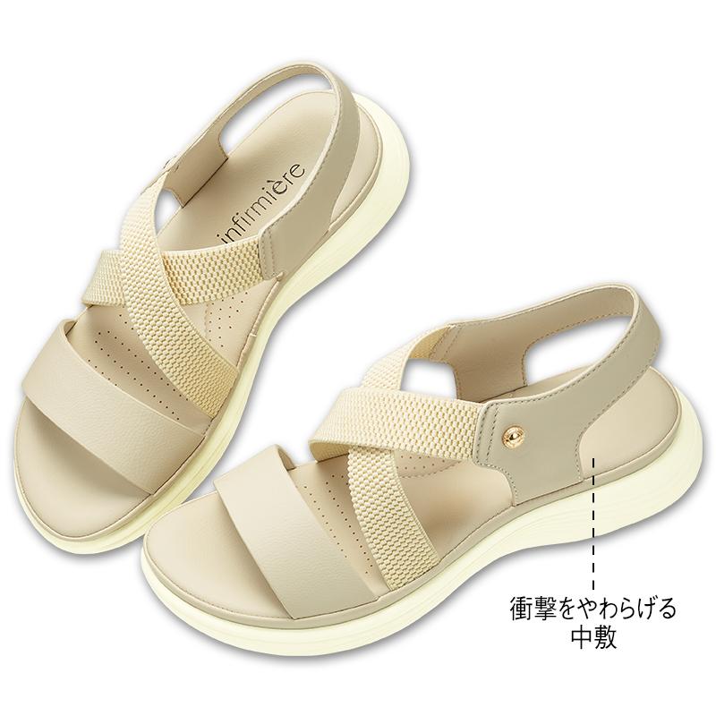 きれいめデザイン甲ゴムスポーツサンダル