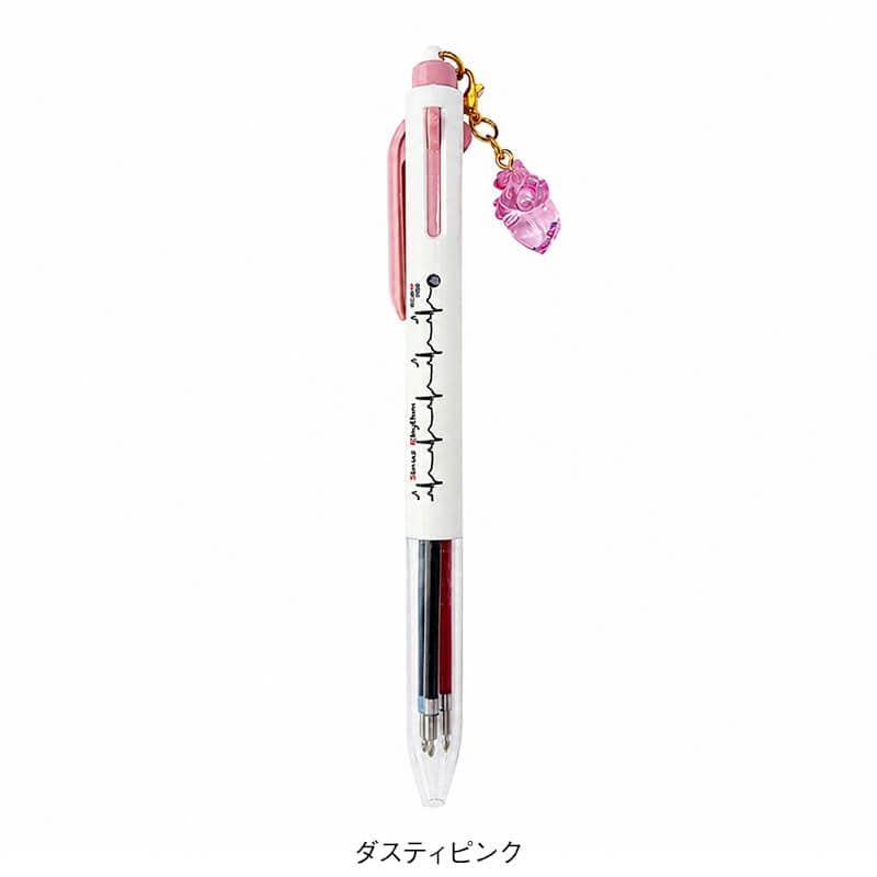 心電図シリーズ ハートチャーム付き3色ボールぺン