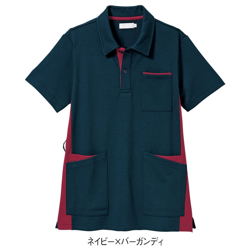 ナノプラチナ抗菌防臭さらっと凹凸サイド配色ワークシャツ(男女兼用)