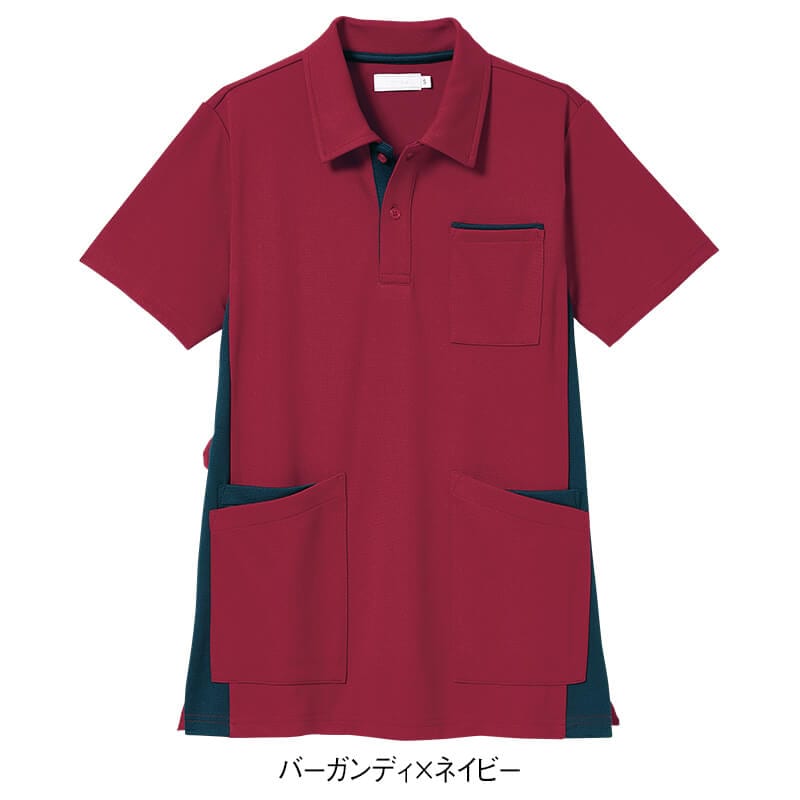 ナノプラチナ抗菌防臭さらっと凹凸サイド配色ワークシャツ(男女兼用)
