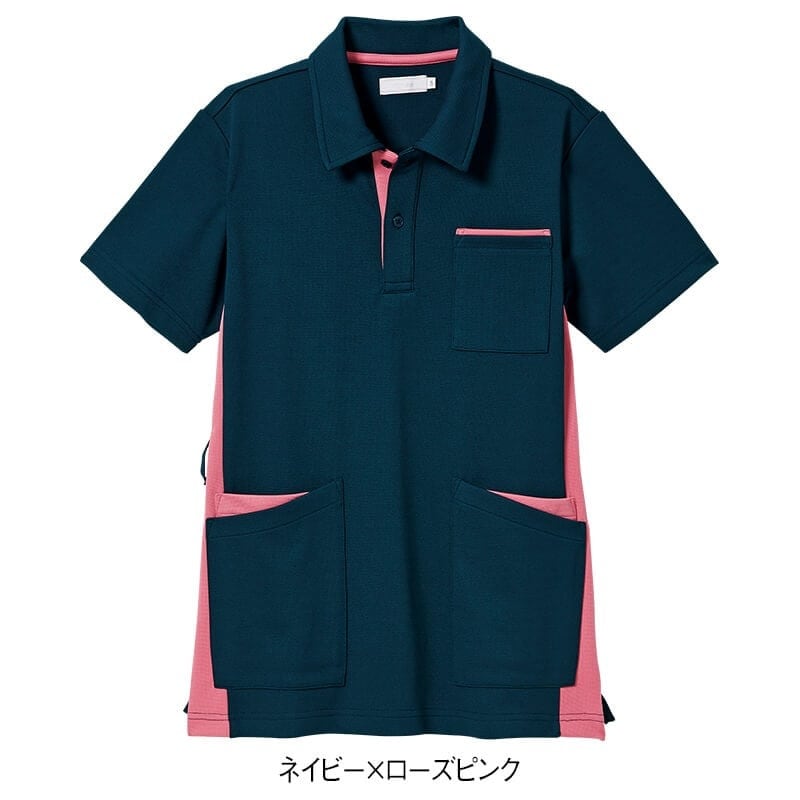 ナノプラチナ抗菌防臭さらっと凹凸サイド配色ワークシャツ(男女兼用)