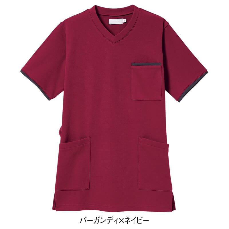 ナノプラチナ抗菌防臭さらっと凹凸袖配色ケアスクラブ(男女兼用)