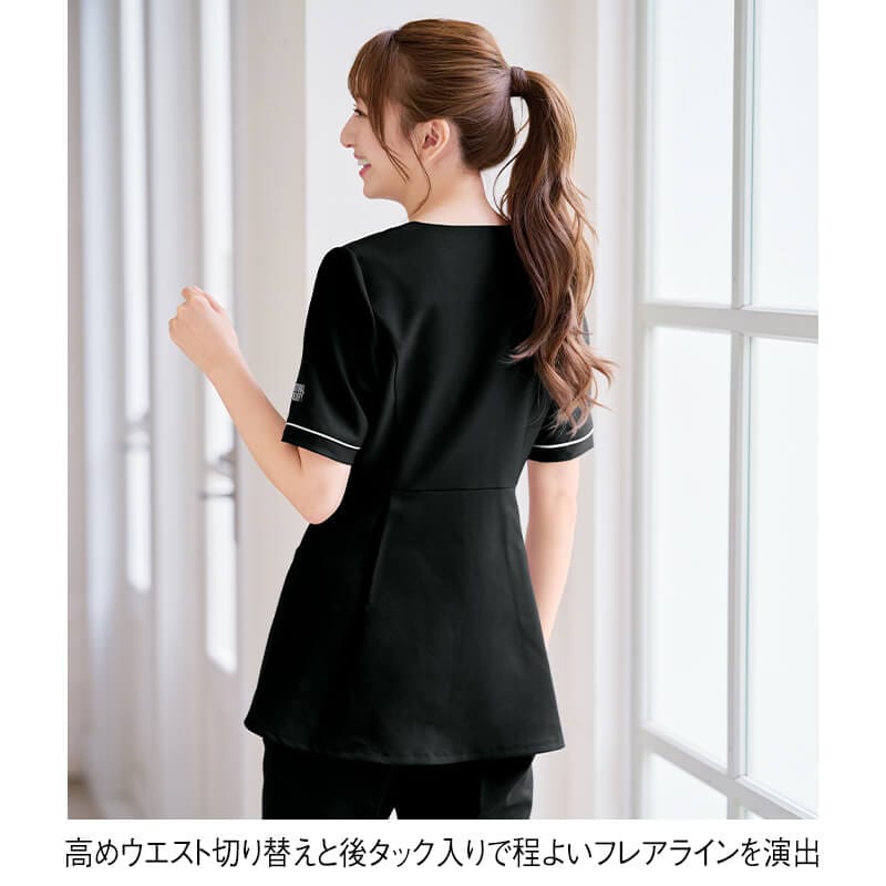 <ナチュラルビューティー>5分袖美ラインパイピング前開きジャケット